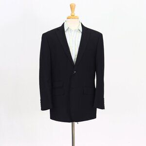 Perry Ellis 44R Black Blazer Sport Coat Jacket 2-Button Herringbone Y839